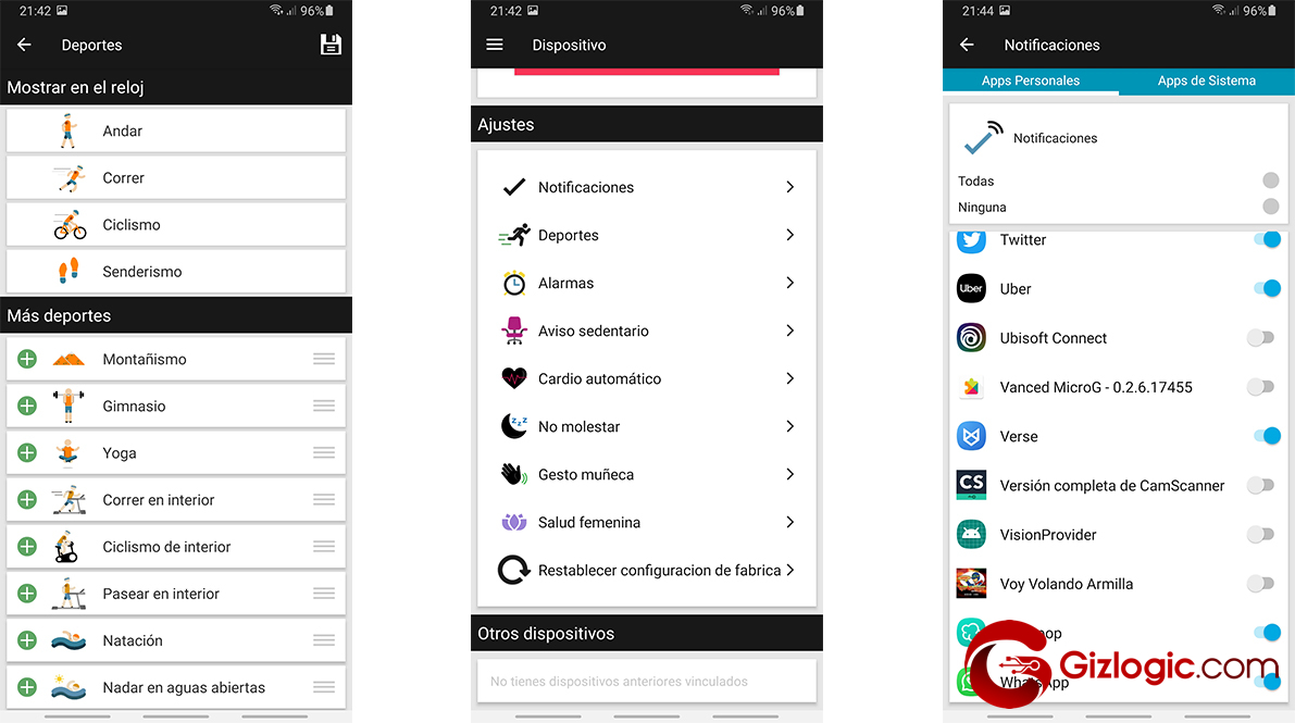 Selección de las notificaciones y listado de las funciones SPC Smartee Boost